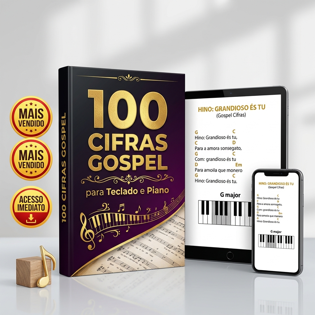 100 Cifras Gospel para Teclado — eBook Mockup