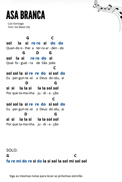 Cifra Melódica MPB - exemplo 5