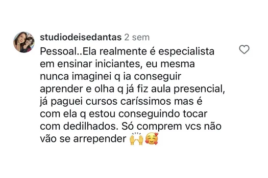 Depoimento de aluna sobre dedilhados