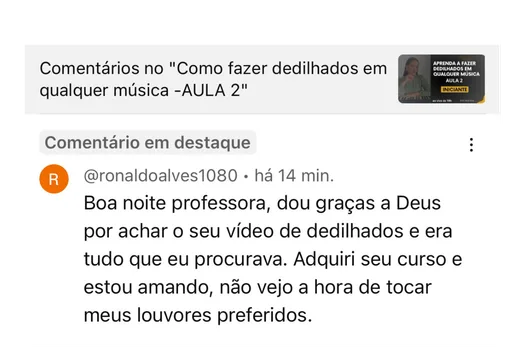 Depoimento de aluna sobre dedilhados